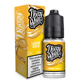 Doozy Liquid Gold 10ml E-liquid is a Gorgeous Pastry Crust with Creamy Vanilla Custard. Drizzled in Syrup and topped off with Thick Cream. Available in 3mg and 6mg Nicotine Strength.